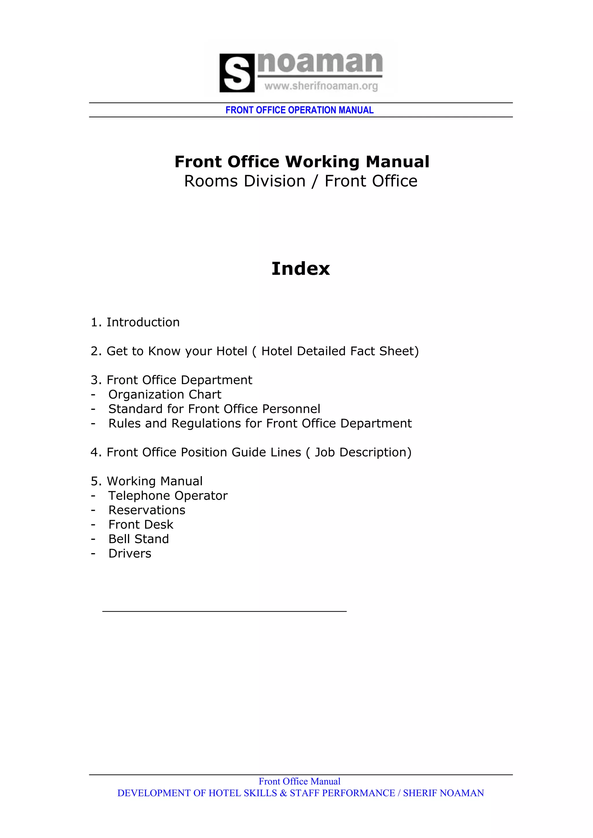 Front office dept.job