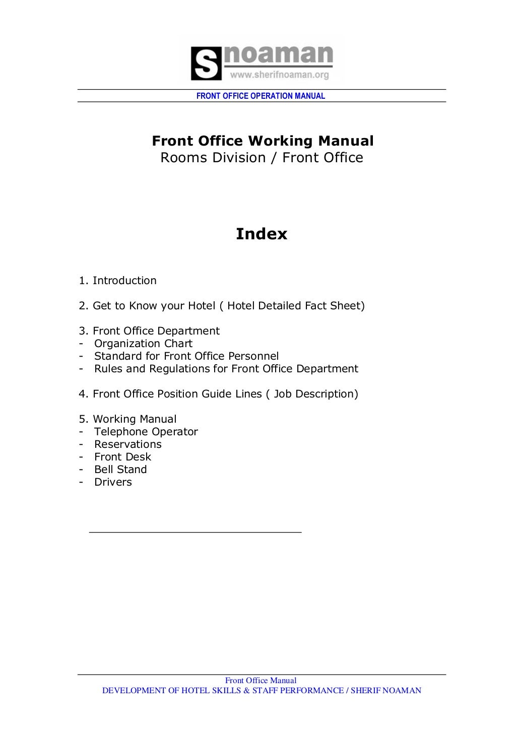Front office dept.job