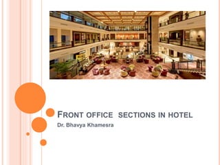 FRONT OFFICE SECTIONS IN HOTEL
Dr. Bhavya Khamesra
 