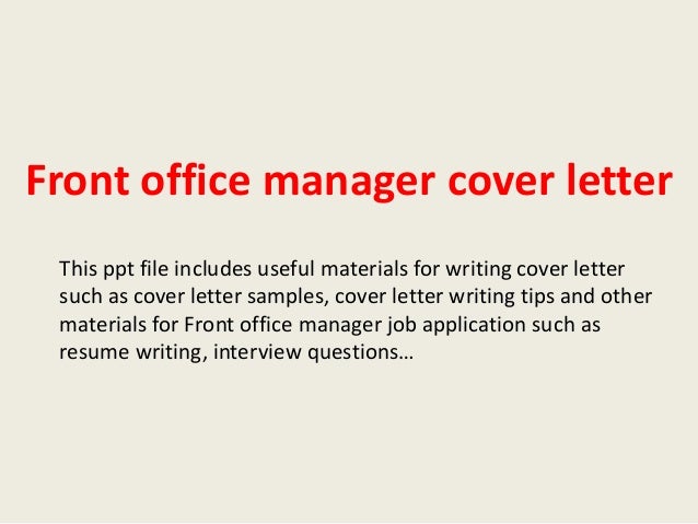 Front Office Manager Cover Letter