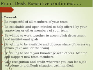 Front Office Managementr In Health Care