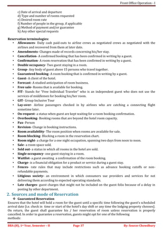 Front office operation i, sem ii | PDF