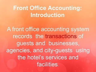 FRONT OFFICE OPERATIONS - FRONT OFFICE CYCLE .pptx