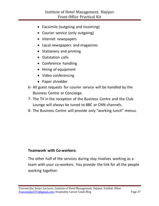 Front Office Practical Role Play Scripts for Hotel | DOCX