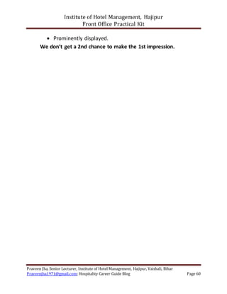 Front Office Practical Role Play Scripts for Hotel | DOCX