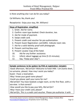 Front Office Practical Role Play Scripts for Hotel | PDF