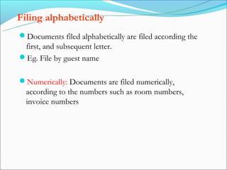 File Letter Infront File Example Front office procedures | PPT