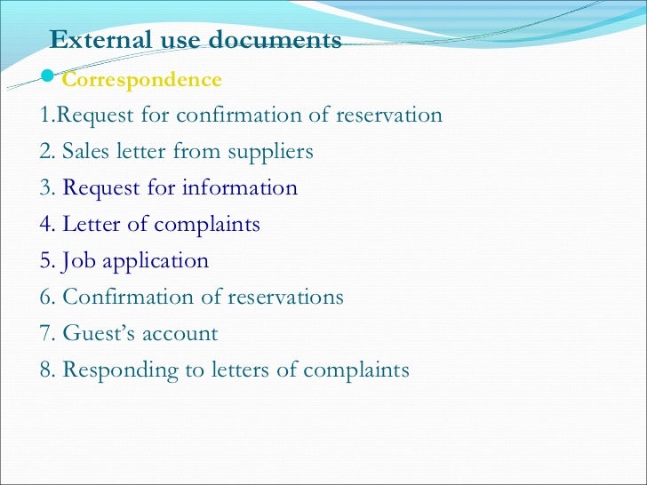 Front office procedures