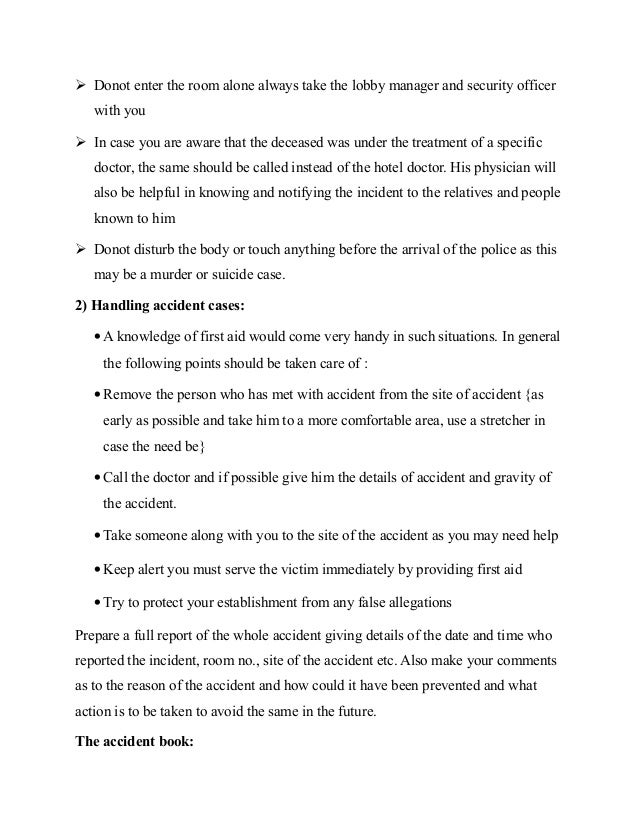 front office sem3 handling problems related to guest an incident report should be completed when a guest