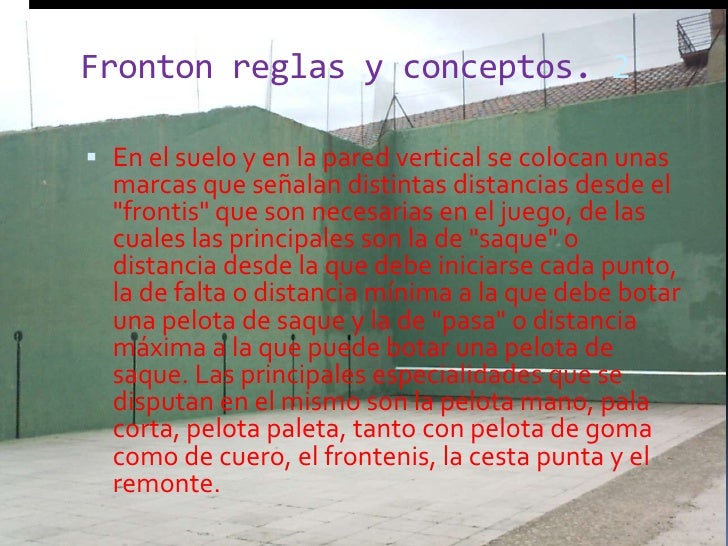Resultado de imagen de fronton reglas