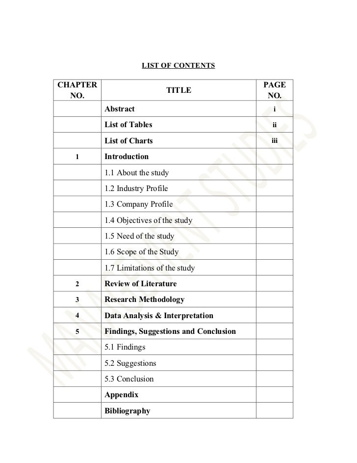 project cover page format