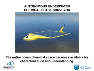 AUTONOMOUS UNDERWATER
CHEMICAL SPACE SURVEYOR
The entire ocean chemical space becomes available for
characterization and understanding.
 