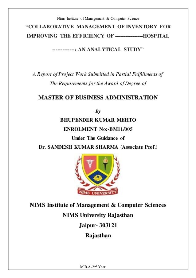 Front Page Of Project