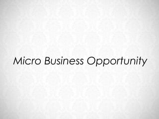 Micro Business Opportunity
 