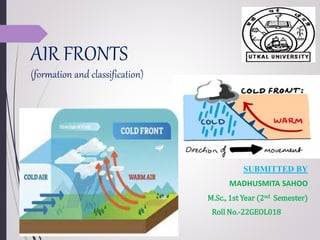 AIR FRONTS
(formation and classification)
SUBMITTED BY
MADHUSMITA SAHOO
M.Sc., 1st Year (2nd Semester)
Roll No.-22GEOL018
 