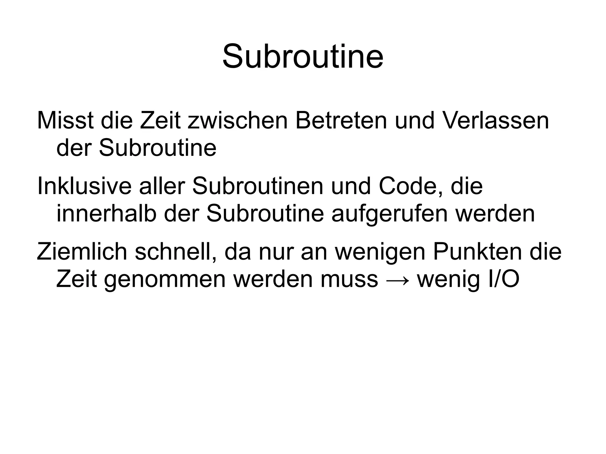 CPU Time Real Time Subroutine ? ? Statement ? ? 
