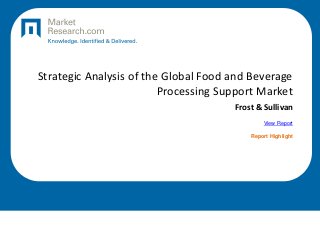 Strategic Analysis of the Global Food and Beverage
Processing Support Market
Frost & Sullivan
View Report
Report Highlight
 