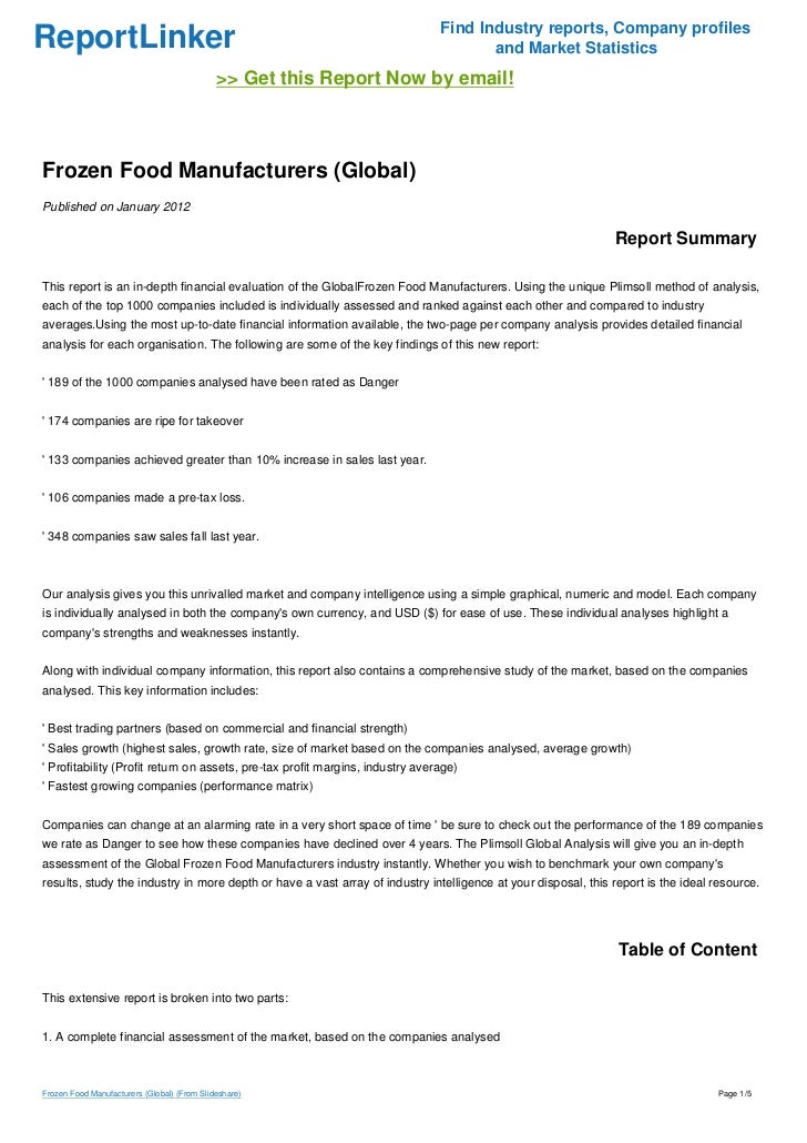 Frozen Food Manufacturers (Global)