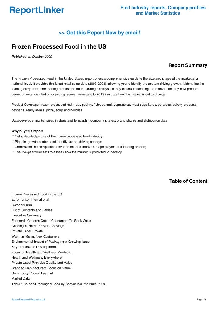 Frozen Processed Food in the US