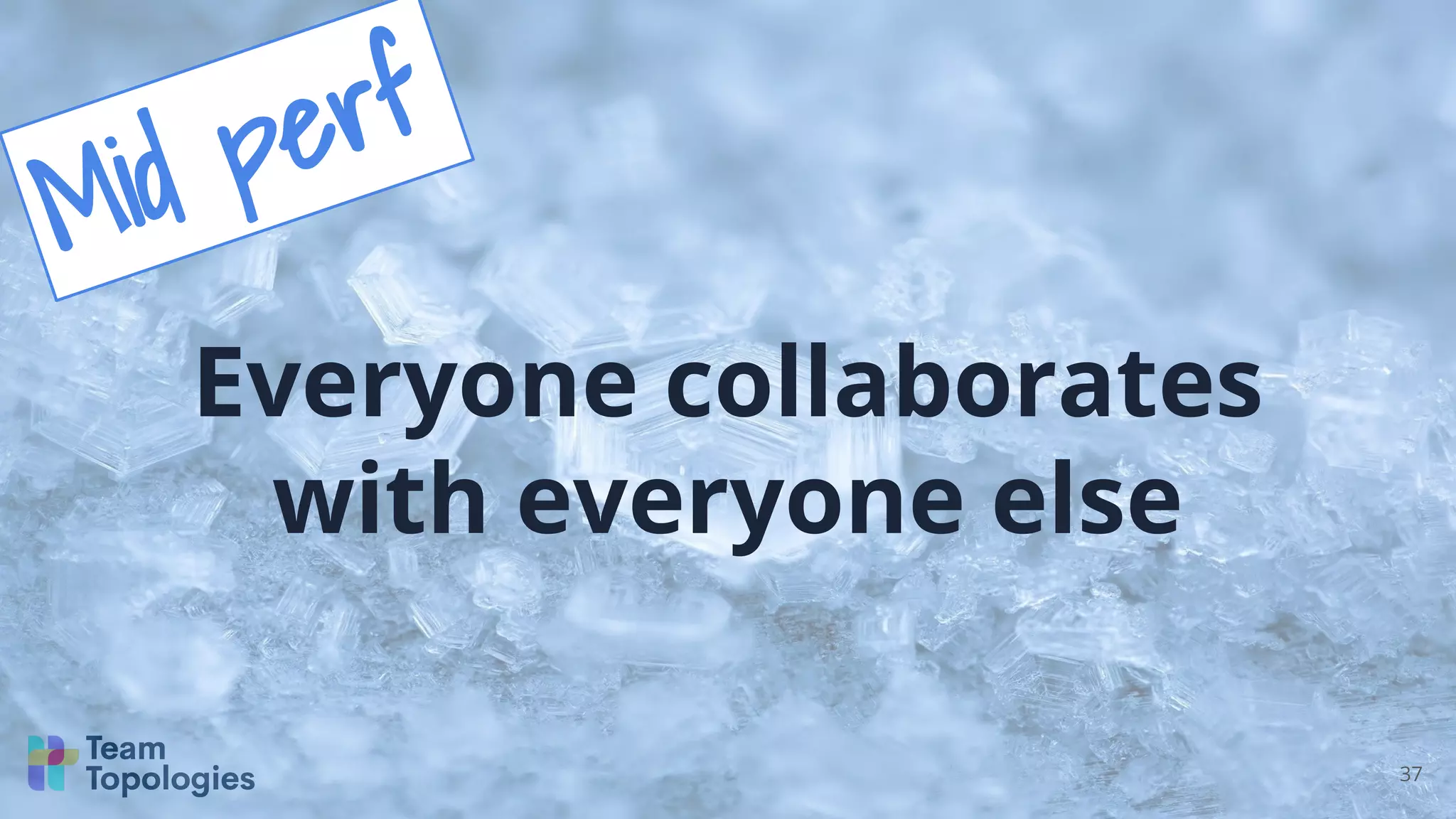 37
Everyone collaborates
with everyone else
Mid perf
 