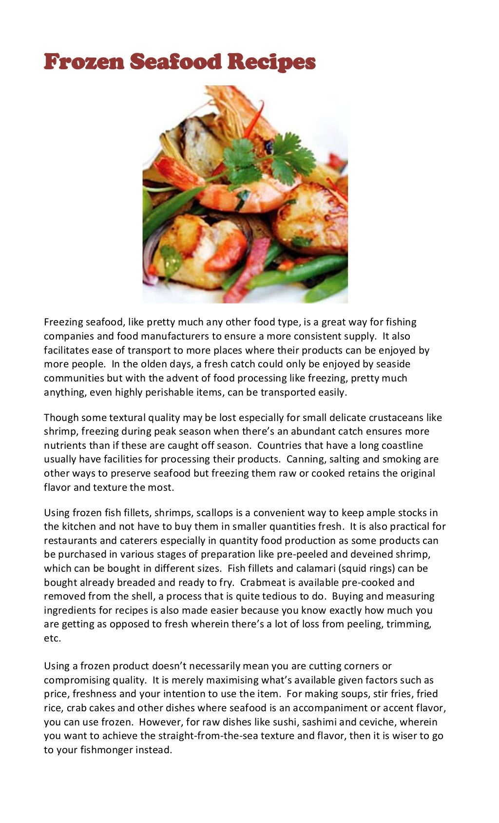 Frozen Seafood recipes