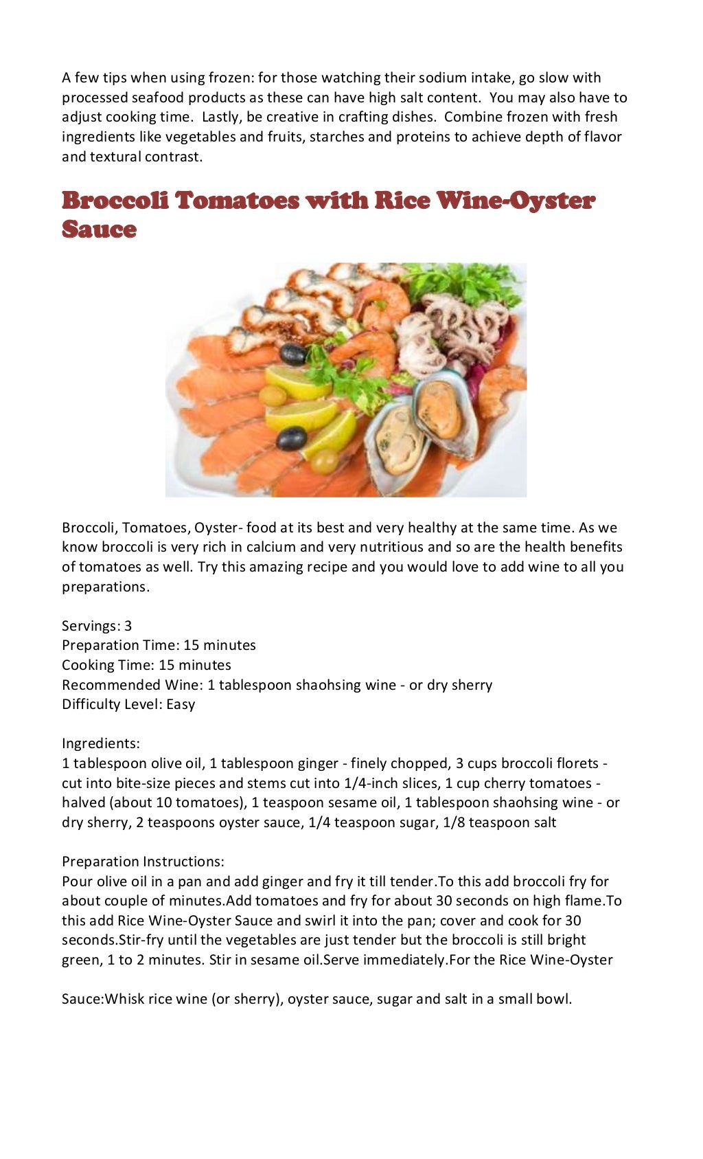 Frozen Seafood recipes