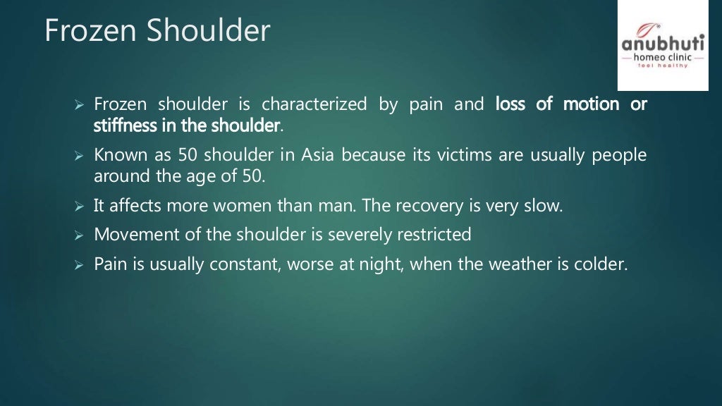 Frozen shoulder and homeopathy treatment