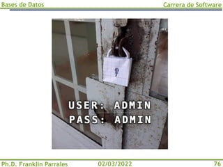 Bases de Datos
Ph.D. Franklin Parrales
Carrera de Software
76
02/03/2022
 