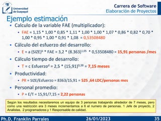 Elaboración de Proyectos
Ph.D. Franklin Parrales
Carrera de Software
35
26/01/2023
▪ Calculo de la variable FAE (multiplic...