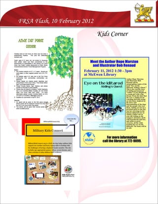 FRSA Flash, 10 February 2012
                               Kids Corner
 