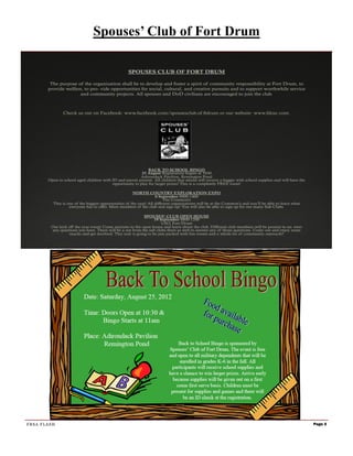 Spouses’ Club of Fort Drum




FRSA FLASH                                Page 3
 