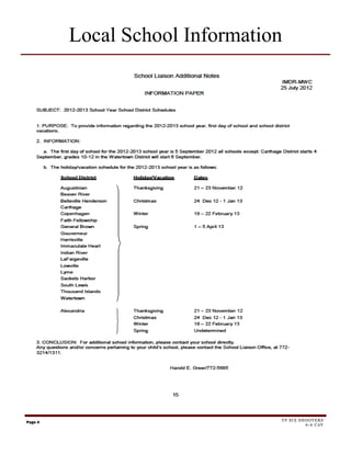 Local School Information




Page 4                          TF SIX SHOOTERS
                                         6-6 CAV
 