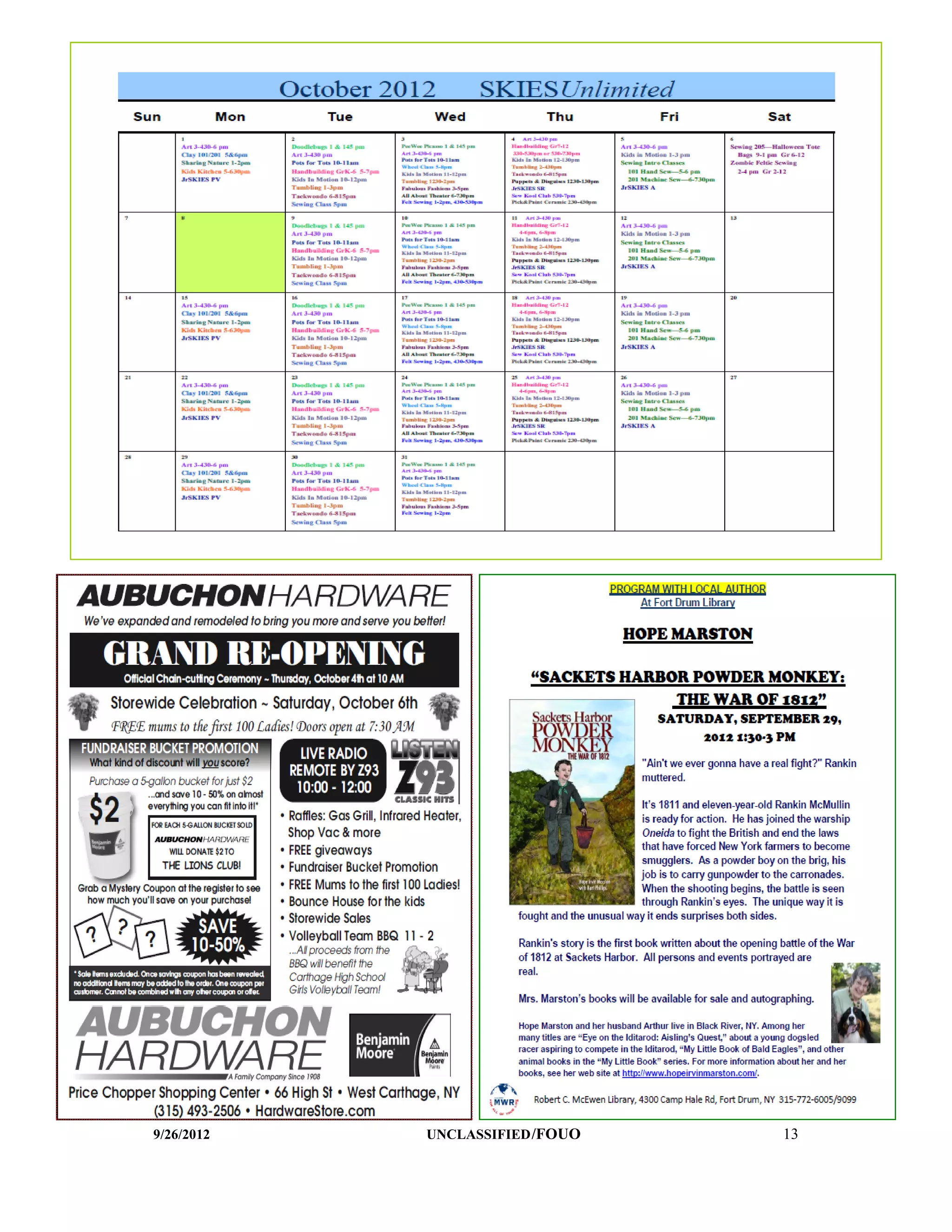 9/26/2012   UNCLASSIFIED /FOUO   13
 