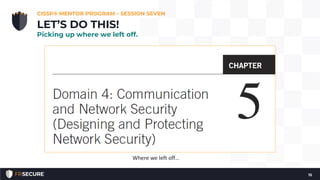 CISSP® MENTOR PROGRAM – SESSION SEVEN
15
LET’S DO THIS!
Picking up where we left off.​
Where we left off…
 