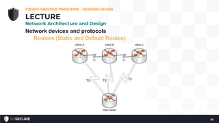 Network devices and protocols
Routers (Static and Default Routes)
CISSP® MENTOR PROGRAM – SESSION SEVEN
62
LECTURE
Network Architecture and Design
 