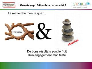 Qu'est-ce qui fait un bon partenariat ?


La recherche montre que …




            De bons résultats sont le fruit
            d'un engagement manifeste
 