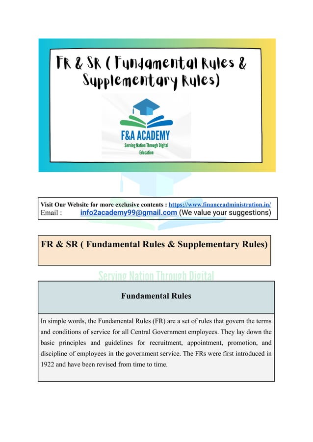 FR & SR and Service Rules ( Fundamental Rules & Supplementary Rules and