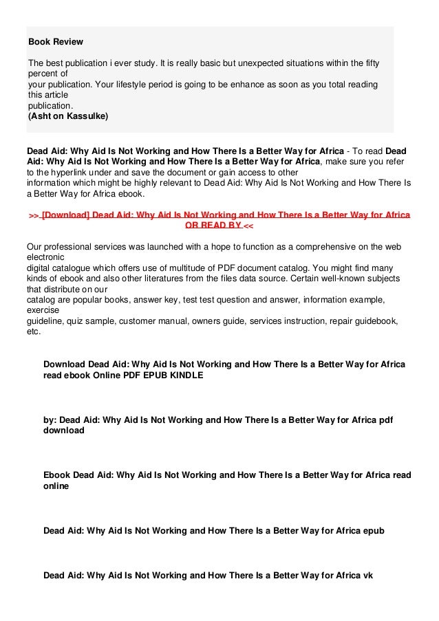 (frt566y) //[PDF] Download Dead Aid Why Aid Is Not Working and How