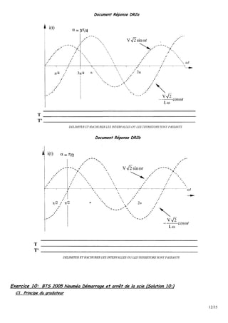 12/35
Document Réponse DR2a
Document Réponse DR2b
Exercice 10: BTS 2005 Nouméa Démarrage et arrêt de la scie (Solution 10:)
C1. Principe du gradateur
 
