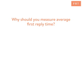 Why should you measure average
ﬁrst reply time?
F R T
 