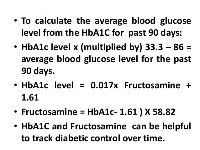 Fructosamine To A1c Chart