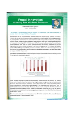 Frugal innovation achieving more with fewer resources | PDF
