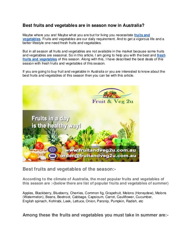 Best fruits and vegetables are in season now in Australia?