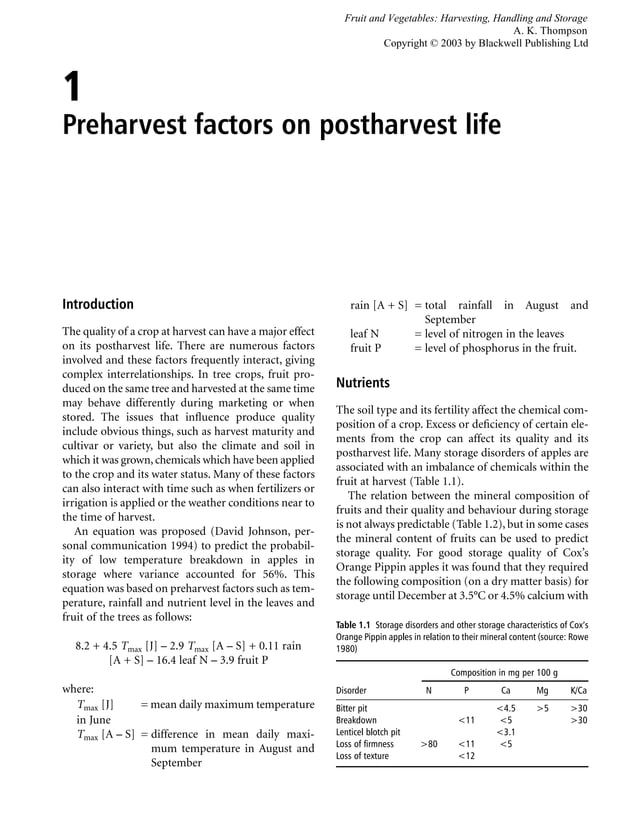 Fruit and vegetables Harvesting, Handling and Storage PDF