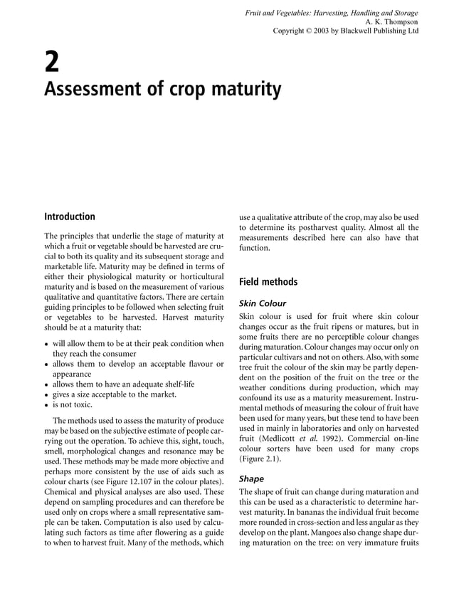 Fruit and vegetables Harvesting, Handling and Storage PDF