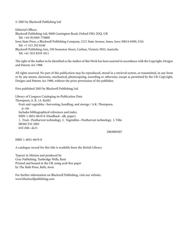 Fruit and vegetables Harvesting, Handling and Storage PDF