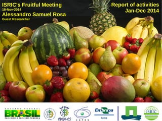 ISRIC's Fruitful Meeting 
18-Nov-2014 
Alessandro Samuel Rosa 
Guest Researcher 
Report of activities 
Jan-Dec 2014 
 