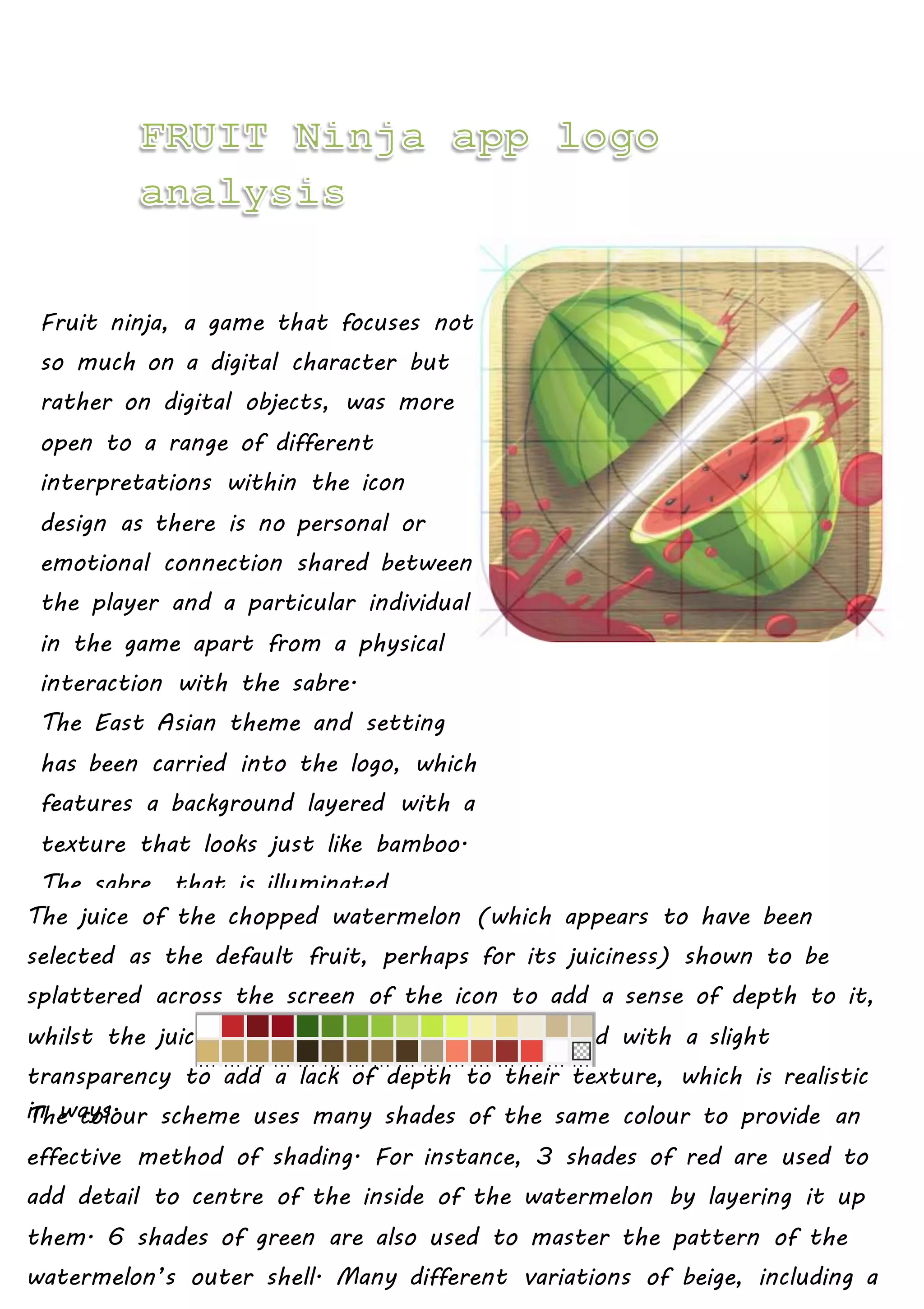 Fruit ninja app logo analysis DOCX