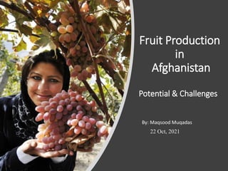 Fruit Production
in
Afghanistan
By: Maqsood Muqadas
22 Oct, 2021
Potential & Challenges
 