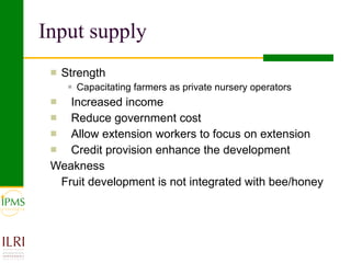 IPMS experience sharing workshop: Fruits group report